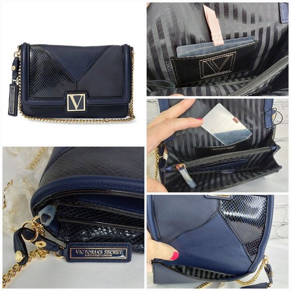 'VICTORIA'S SECRET' MONOGRAM CROC ACCENT CHAIN LINK CROSSBODY  BAG - Picture 11 of 16